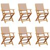 vidaXL Chaises de jardin pliantes lot de 6 taupe tissu et bois massif