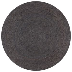 vidaXL Tapis fait &agrave; la main Jute Rond 150 cm Gris fonc&eacute;