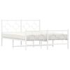 vidaXL Cadre de lit m&eacute;tal sans matelas et pied de lit blanc 135x190 cm
