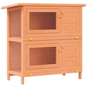 vidaXL Clapier d'ext&eacute;rieur Enclos pour petits animaux 4 portes Bois