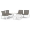 vidaXL Salon de jardin 4 pcs avec coussins Plastique Blanc