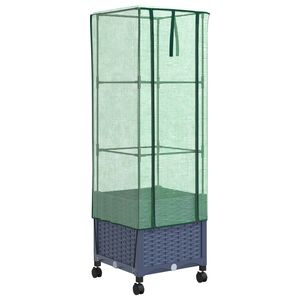 vidaXL Jardini&egrave;re de jardin avec couverture de serre et roues PP
