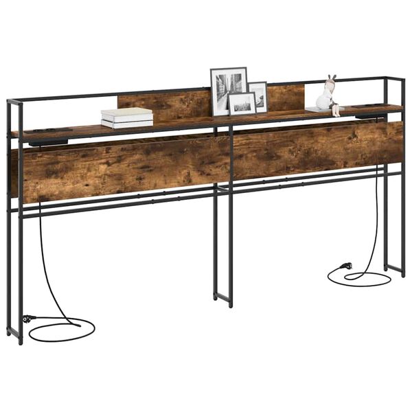 vidaXL T&ecirc;te de lit de rangement Ch&ecirc;ne fum&eacute; 180 cm Bois d'ing&eacute;nierie