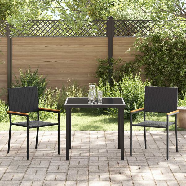 vidaXL Ensemble de salle &agrave; manger pour jardin 3 pcs Noir polyrotin