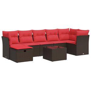 vidaXL Salon de jardin 8 pcs avec coussins marron r&eacute;sine tress&eacute;e