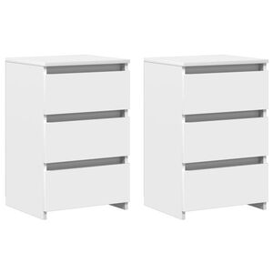 vidaXL Tables de chevet 2 pcs Blanc 40x35x62,5 cm Agglom&eacute;r&eacute;