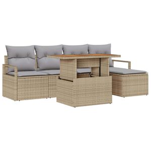 vidaXL Ensemble de canap&eacute; de jardin 6 pc Beige polyrotin