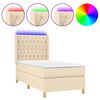 vidaXL Sommier &agrave; lattes de lit matelas et LED Cr&egrave;me 100x200 cm Tissu