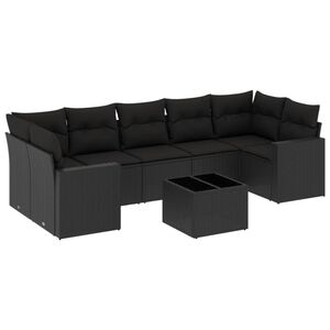 vidaXL Salon de jardin 8 pcs avec coussins noir r&eacute;sine tress&eacute;e