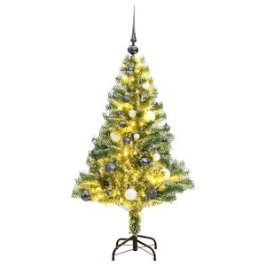 vidaXL Sapin de No&euml;l artificiel 150 LED&boules&neige floqu&eacute;e 150 cm