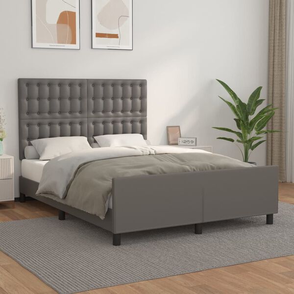 vidaXL Cadre de lit sans matelas gris 140x200 cm similicuir