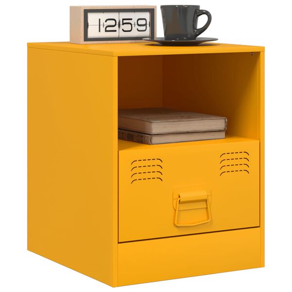 vidaXL Table de chevet jaune moutarde 34,5x39x44 cm acier