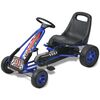 vidaXL Kart &agrave; p&eacute;dale avec si&egrave;ge ajustable Bleu