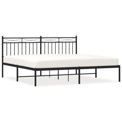 vidaXL Cadre de lit métal sans matelas avec tête de lit noir 183x213cm