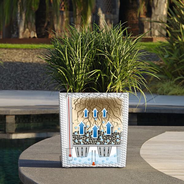 LECHUZA Jardini&egrave;re CUBE Cottage 40 ALL-IN-ONE Blanc