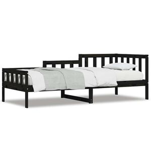 vidaXL Lit de jour sans matelas noir 80x200 cm bois de pin massif