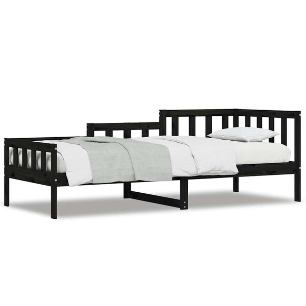 vidaXL Lit de jour sans matelas noir 80x200 cm bois de pin massif