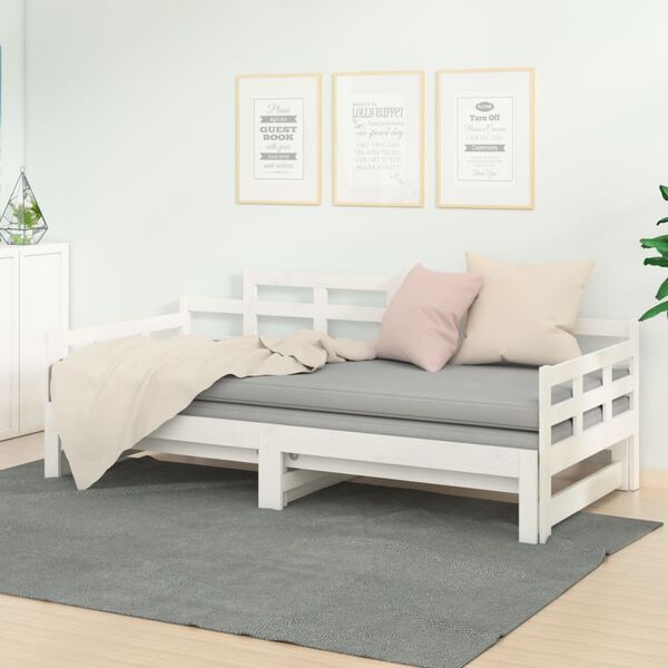 vidaXL Lit coulissant sans matelas blanc 2x(90x190) cm