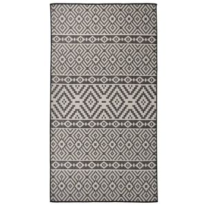 vidaXL Tapis &agrave; tissage plat d'ext&eacute;rieur 80x150 cm Rayures noires