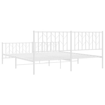 vidaXL Cadre de lit métal sans matelas et pied de lit blanc 183x213 cm