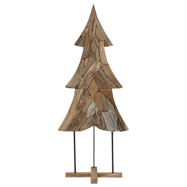 vidaXL Sapin de Noël avec support Marron 180 cm Bois de teck solide