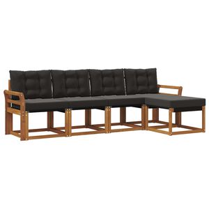 vidaXL Ensemble de canap&eacute;s d'ext&eacute;rieur 5 pc Naturel et Noir