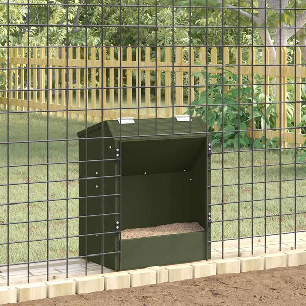 vidaXL Distributeur pour lapins Vert olive 64.5 x 25.5 x 45.5 cm
