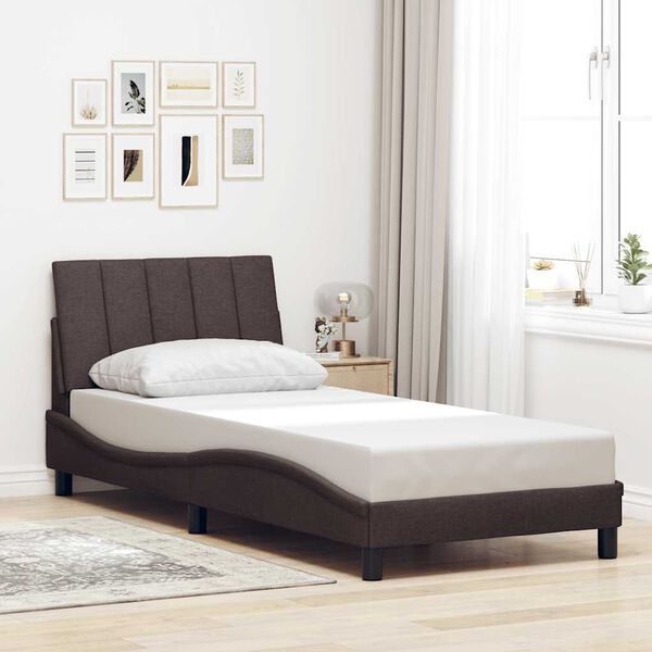 vidaXL Cadre de lit sans matelas Hanko marron fonc&eacute; 90x200 cm tissu