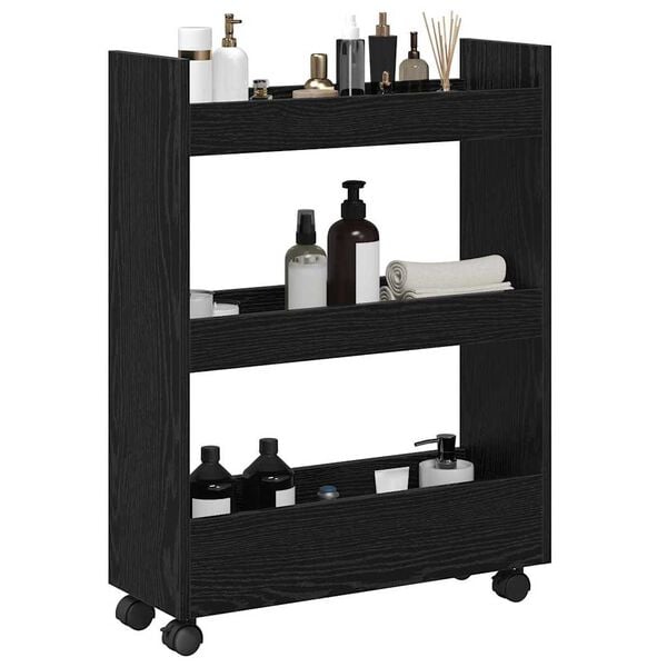 vidaXL Chariot de Rangement Étroit Chêne noir 60 x 22 x 80 cm