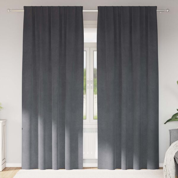 vidaXL Rideaux occultants 2 pcs Gris clair 140 x 260 cm Velours