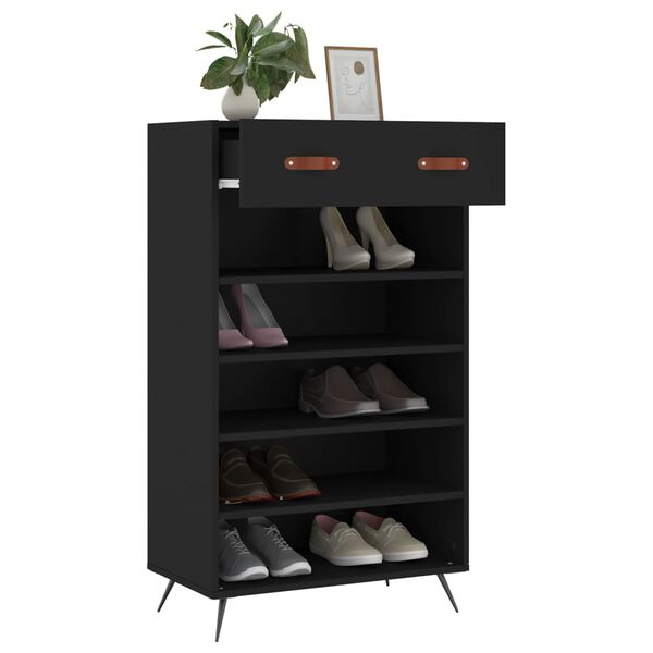 vidaXL Armoire &agrave; chaussures noir 60x35x105 cm bois d'ing&eacute;nierie