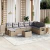 vidaXL Salon de jardin avec coussins 9pcs m&eacute;lange beige r&eacute;sine tress&eacute;e