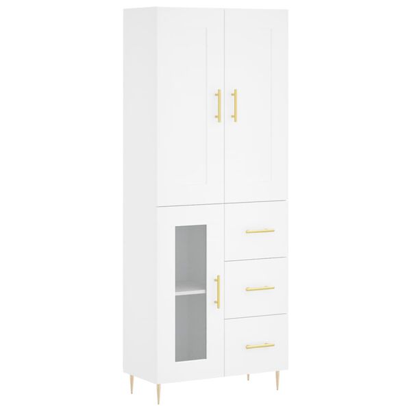 vidaXL Buffet haut Blanc 69,5x34x180 cm Bois d'ing&eacute;nierie