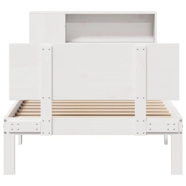 vidaXL Lit bibliothèque sans matelas blanc 100x200 cm bois pin massif