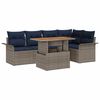vidaXL Ensemble de canap&eacute; de jardin 6 pcs Gris et bleu marine