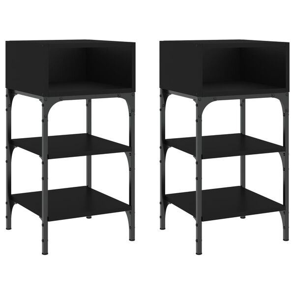 vidaXL Tables de chevet 2 pcs noir 35x34,5x70 cm bois d'ing&eacute;nierie