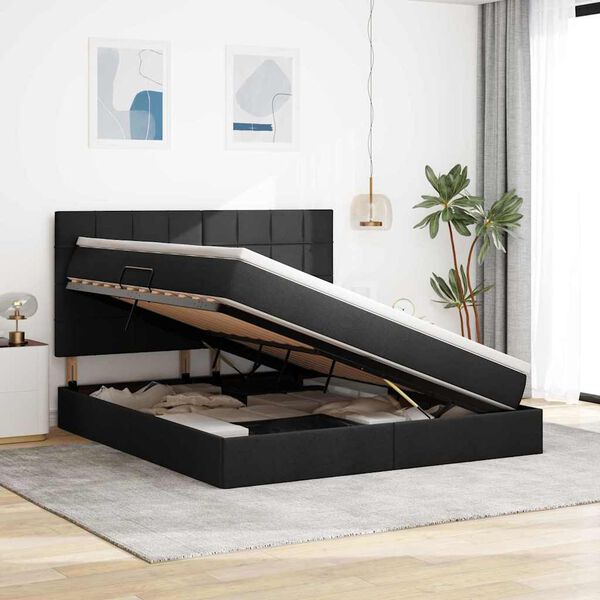 vidaXL Lit avec rangement et LED Noir 180 x 200 cm Polyester