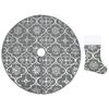 vidaXL Jupe de sapin de No&euml;l de luxe avec chaussette Gris 90 cm Tissu