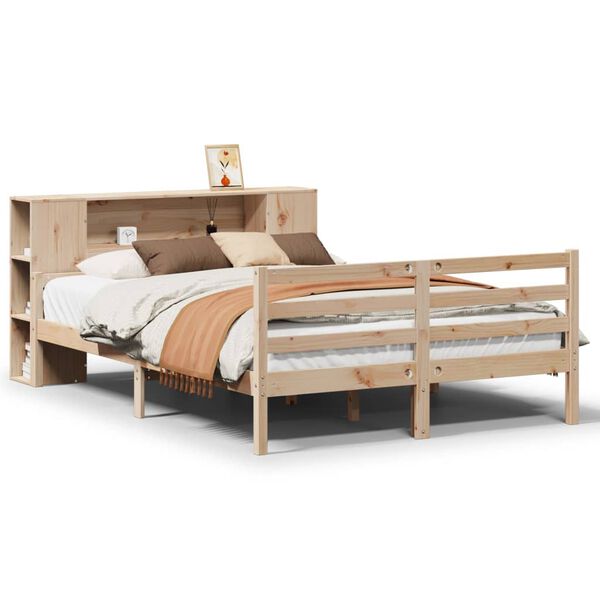vidaXL Lit biblioth&egrave;que sans matelas 140x200 cm bois massif de pin