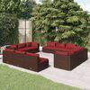 vidaXL Salon de jardin 12 pcs avec coussins Résine tressée Marron