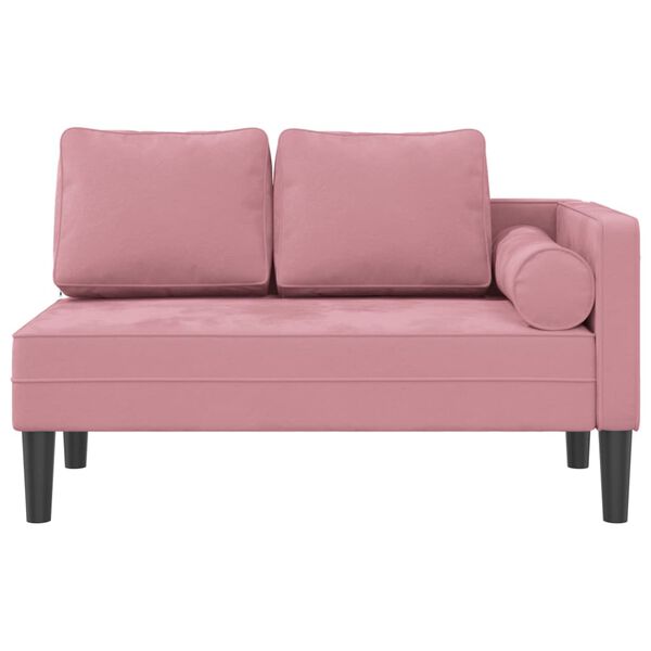 vidaXL Chaise longue avec coussins rose velours