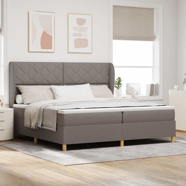 vidaXL Lit &agrave; ressorts avec matelas gris fonc&eacute; 90x190 cm Taupe tissu