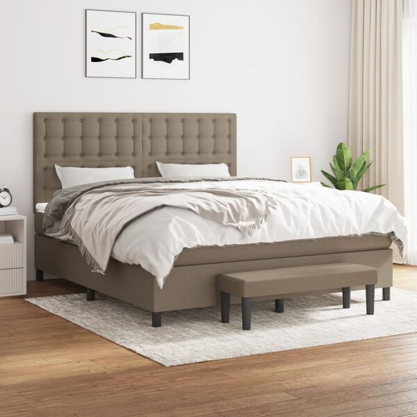 vidaXL Sommier &agrave; lattes de lit avec matelas Taupe 160x200 cm Tissu