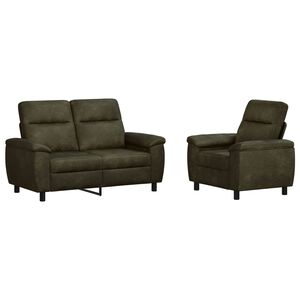 vidaXL Ensemble de Canap&eacute;s 2 pcs Vert arm&eacute;e Simili daim
