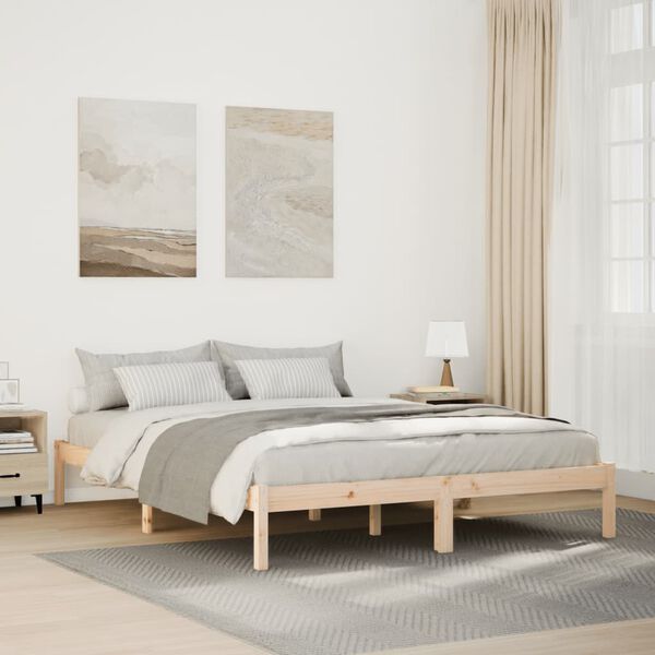 vidaXL Cadre de lit extra long sans matelas 140x220 cm bois massif pin
