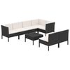 vidaXL Salon de jardin 8 pcs avec coussins r&eacute;sine tress&eacute;e noir