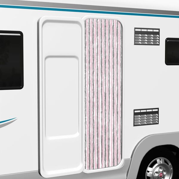 vidaXL Rideau anti-mouches gris argent&eacute; et rose 56x185 cm chenille