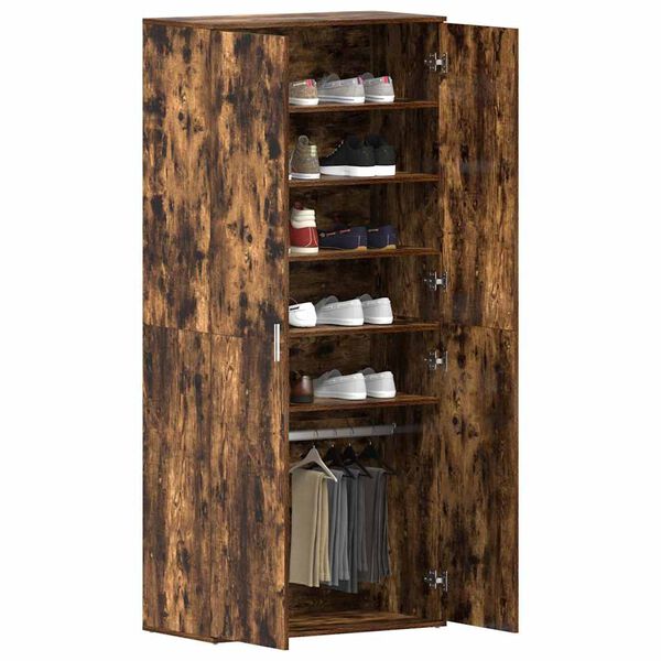 vidaXL Cabinet &agrave; chaussures avec &eacute;tag&egrave;re Ch&ecirc;ne fum&eacute; 80 x 39 x 178 cm