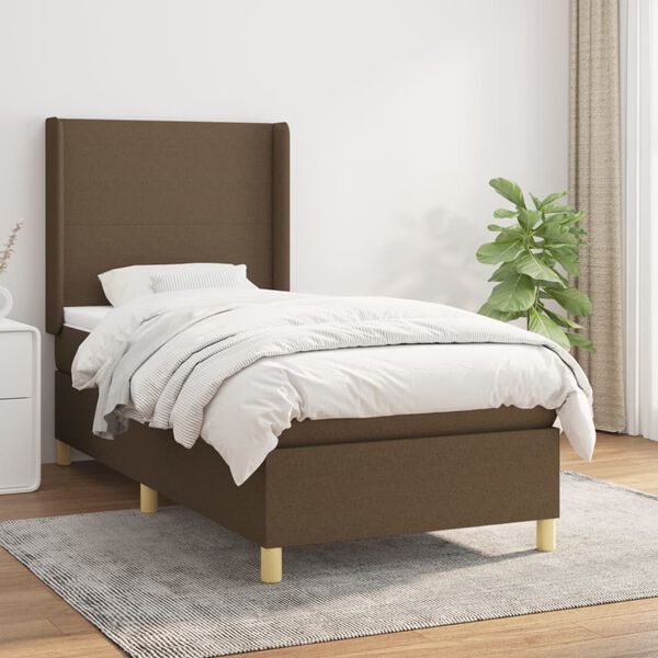 vidaXL Sommier &agrave; lattes de lit avec matelas Marron fonc&eacute; 100x200 cm