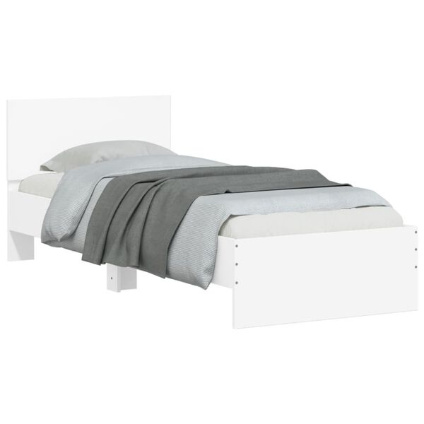 vidaXL Cadre de lit sans matelas avec tête de lit blanc 90x200 cm